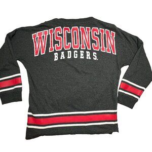 Colosseum Sweatshirt Wisconsin Badgers Unisex Size S Long Sleeve Stripe Hem Team